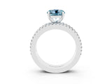 White gold Round Cut Aquamarine Solitaire Ring with Pavé and Channel Set Band_3