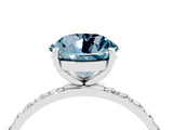 White gold Round Cut Aquamarine Solitaire Ring with Pave Band and Four Prong Setting_28