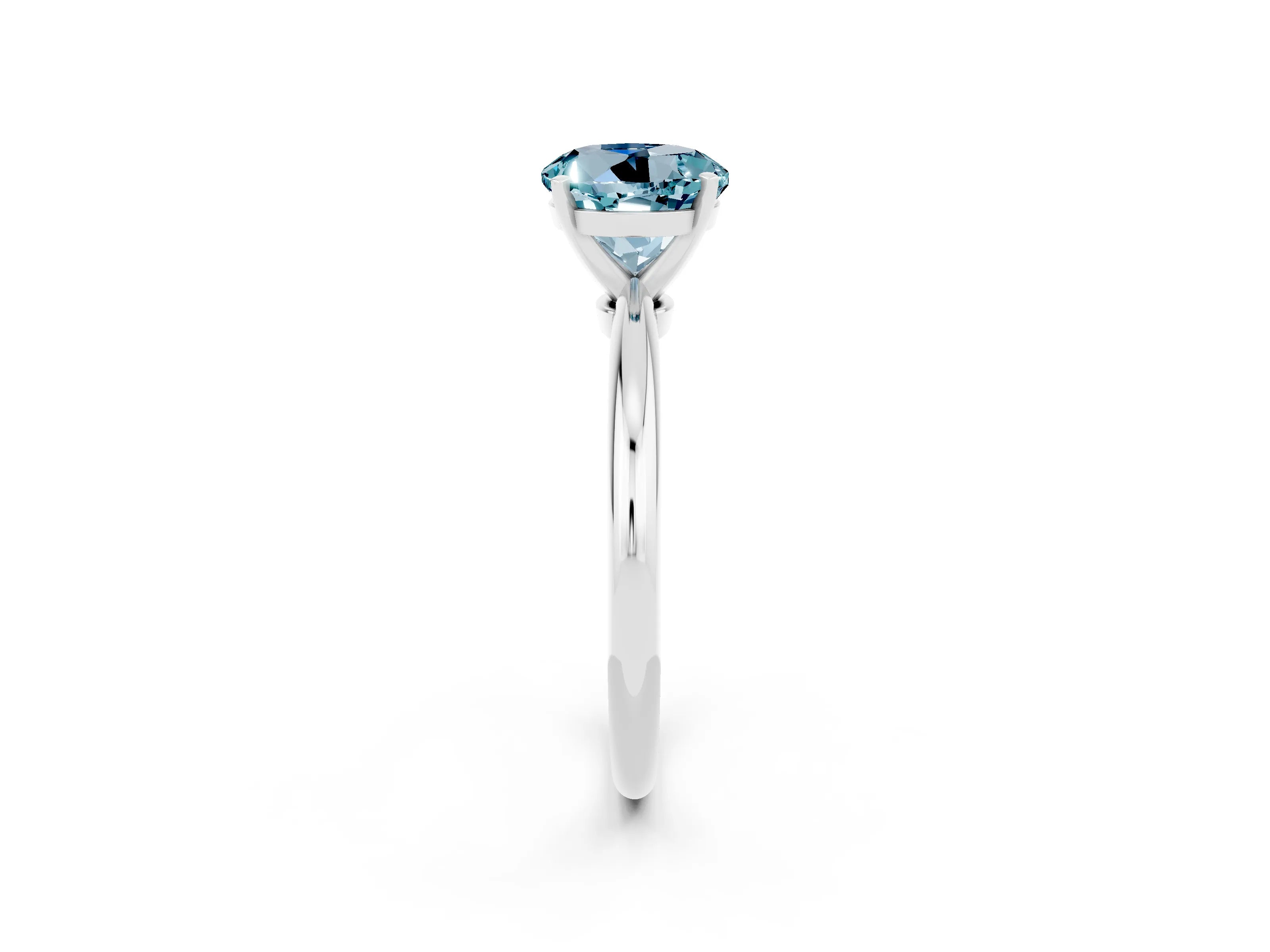 White gold Round Cut Aquamarine Solitaire Ring with Six-Prong Setting and Classic Band_11