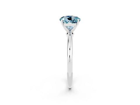 White gold Round Cut Aquamarine Solitaire Ring with Six-Prong Setting and Classic Band_20