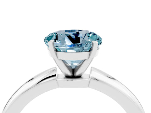 White gold Round Cut Aquamarine Solitaire Ring with Six-Prong Setting and Classic Band_22