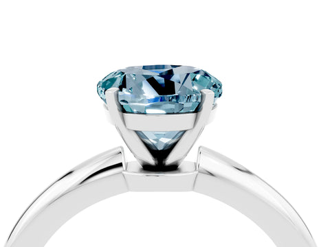 White gold Round Cut Aquamarine Solitaire Ring with Six-Prong Setting and Classic Band_4