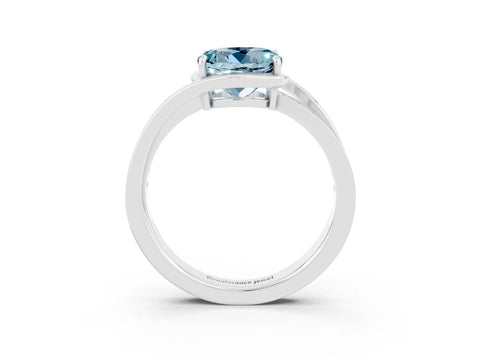 White gold Round Cut Aquamarine Solitaire Ring with Split Shank and Prong Setting_3