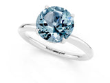 White gold Round Cut Aquamarine Solitaire Ring with Thin Band and Four-Prong Setting_13