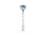 White gold Round Cut Aquamarine Solitaire Ring with Thin Band and Four-Prong Setting_14