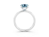 White gold Round Cut Aquamarine Solitaire Ring with Thin Band and Four-Prong Setting_15