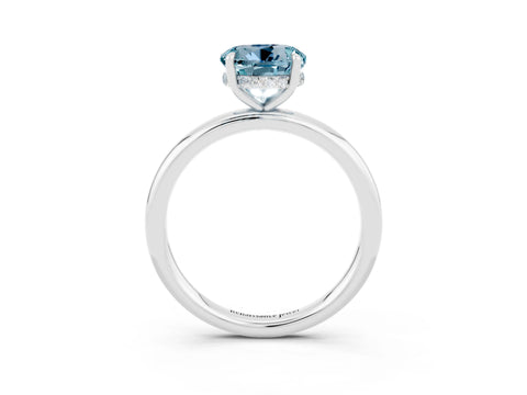 White gold Round Cut Aquamarine Solitaire Ring with Thin Band and Four-Prong Setting_15