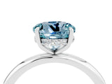 White gold Round Cut Aquamarine Solitaire Ring with Thin Band and Four-Prong Setting_16