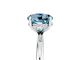 White gold Round Cut Aquamarine Solitaire Ring with Thin Band and Four-Prong Setting_17