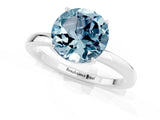 White gold Round Cut Aquamarine Solitaire Ring with Thin Band and Prong Setting_13