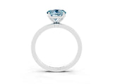 White gold Round Cut Aquamarine Solitaire Ring with Thin Band and Prong Setting_15