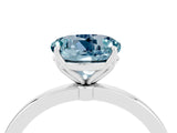 White gold Round Cut Aquamarine Solitaire Ring with Thin Band and Prong Setting_16
