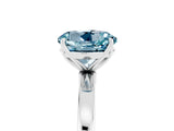 White gold Round Cut Aquamarine Solitaire Ring with Thin Band and Prong Setting_17