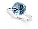 White gold Round Cut Aquamarine Solitaire Ring with Thin Band and Prong Setting_37