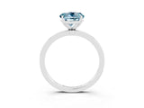 White gold Round Cut Aquamarine Solitaire Ring with Thin Band and Prong Setting_39
