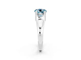 White gold Round Cut Aquamarine Solitaire Ring with Wide Band and Prong Setting_2