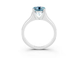 White gold Round Cut Aquamarine Solitaire Ring with Wide Band and Prong Setting_3