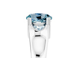 White gold Round Cut Aquamarine Solitaire Ring with Wide Band and Prong Setting_5