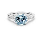 White gold Round Cut Aquamarine Solitaire Twist Band Prong Setting Ring_36