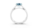 White gold Round Cut Aquamarine Solitaire Twist Band Prong Setting Ring_39