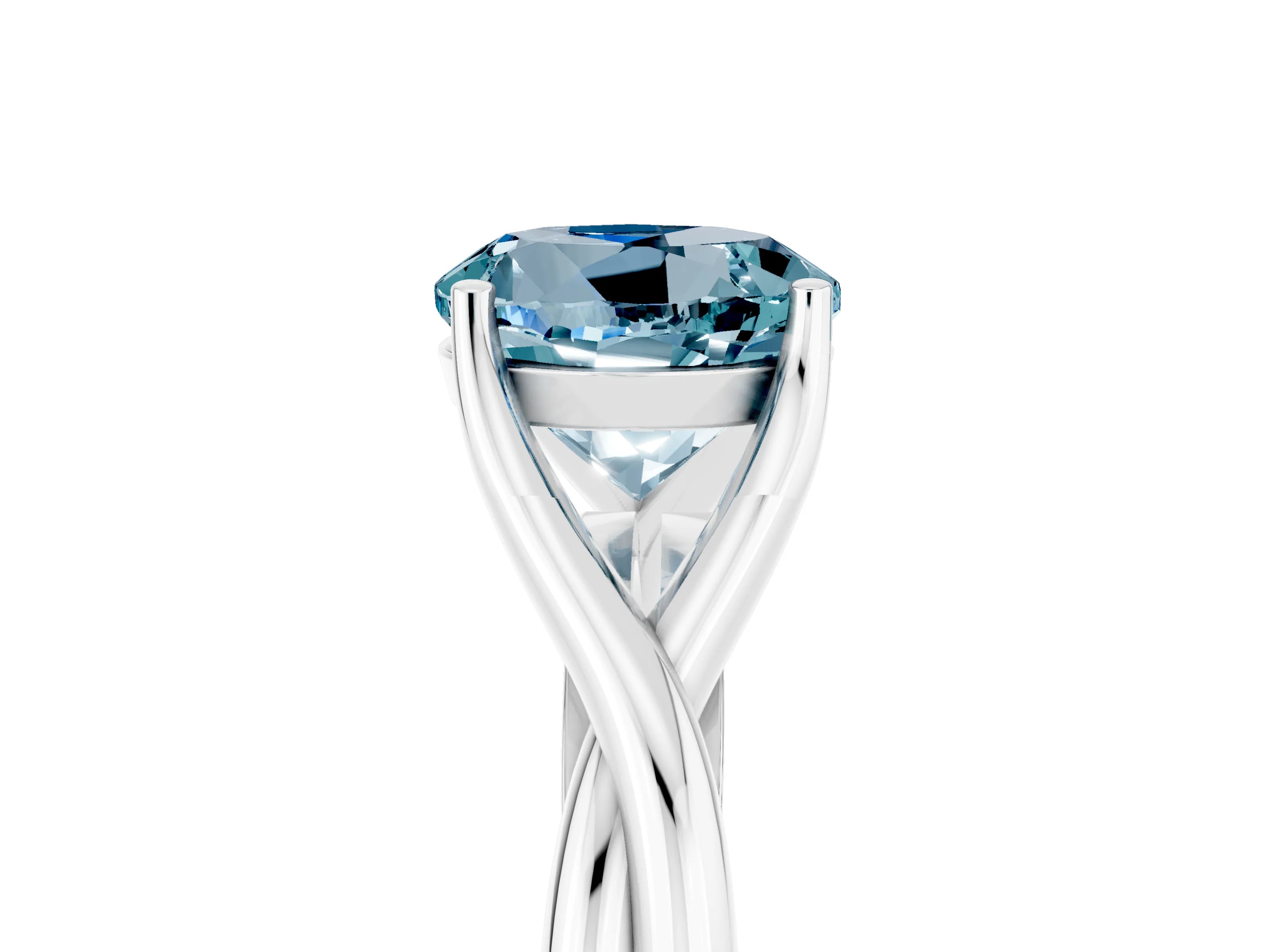White gold Round Cut Aquamarine Solitaire Twist Band Prong Setting Ring_41