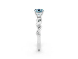 White gold Round Cut Aquamarine Solitaire Twisted Band with Round  Accents and Prong Setting_14