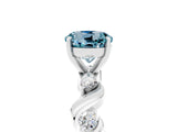 White gold Round Cut Aquamarine Solitaire Twisted Band with Round  Accents and Prong Setting_17