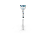 White gold Round Cut Aquamarine Solitaire with Side Baguettes and Channel Set Band_2