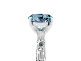 White gold Round Cut Aquamarine Solitaire with Side Baguettes and Channel Set Band_5