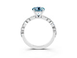 White gold Round Cut Aquamarine Solitaire with Side Stones on a Pavé Band and Four-Prong Setting_3