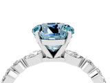 White gold Round Cut Aquamarine Solitaire with Side Stones on a Pavé Band and Four-Prong Setting_4