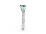 White gold Round Cut Aquamarine Split Shank Engagement Ring with Pavé Band_2