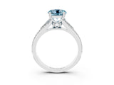 White gold Round Cut Aquamarine Split Shank Engagement Ring with Pavé Band_3