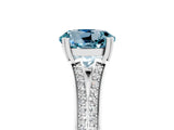 White gold Round Cut Aquamarine Split Shank Engagement Ring with Pavé Band_5