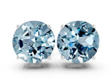 14K White Gold 3.13 Carat Round Aquamarine Stud Earrings