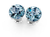 10K White Gold 1.38 Carat Round Aquamarine Stud Earrings