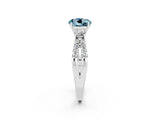 White gold Round Cut Aquamarine Three-Stone Ring with Pavé Split Shank and Four-Prong Setting_2