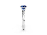 White gold Round Cut Blue Sapphire Engagement Ring with Side Stone Accents and Four-Prong Setting_29