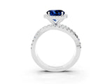 White gold Round Cut Blue Sapphire Halo Ring with Round Split Shank and Prong Setting_63