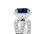 White gold Round Cut Blue Sapphire Halo Ring with Round Split Shank and Prong Setting_65
