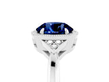 White gold Round Cut Blue Sapphire Halo Ring with Tapered Band and Four-Prong Setting_5