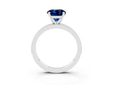 White gold Round Cut Blue Sapphire Milgrain Pavé Engagement Ring with Four-Prong Setting_3