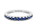 White gold Round Cut Blue Sapphire Pavé Set Thin Band