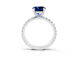 White gold Round Cut Blue Sapphire Pavé Solitaire Ring with Round Band and Prong Setting_39