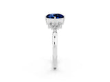 White gold Round Cut Blue Sapphire Ring with Side Stones and Four-Prong Setting_38