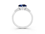 White gold Round Cut Blue Sapphire Ring with Side Stones and Four-Prong Setting_39