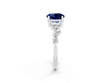 White gold Round Cut Blue Sapphire Scattered Round Accent Ring with Prong Setting_26