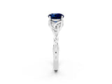 White gold Round Cut Blue Sapphire Solitaire Celtic Knot Ring with Four-Prong Setting_14