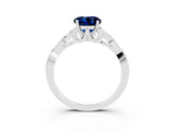 White gold Round Cut Blue Sapphire Solitaire Celtic Knot Ring with Four-Prong Setting_15