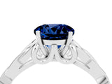White gold Round Cut Blue Sapphire Solitaire Celtic Knot Ring with Four-Prong Setting_16